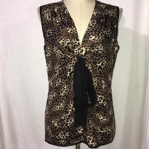 BCBGMAXAZRIA 100% SILK ANIMAL PRINT BLOUSE M